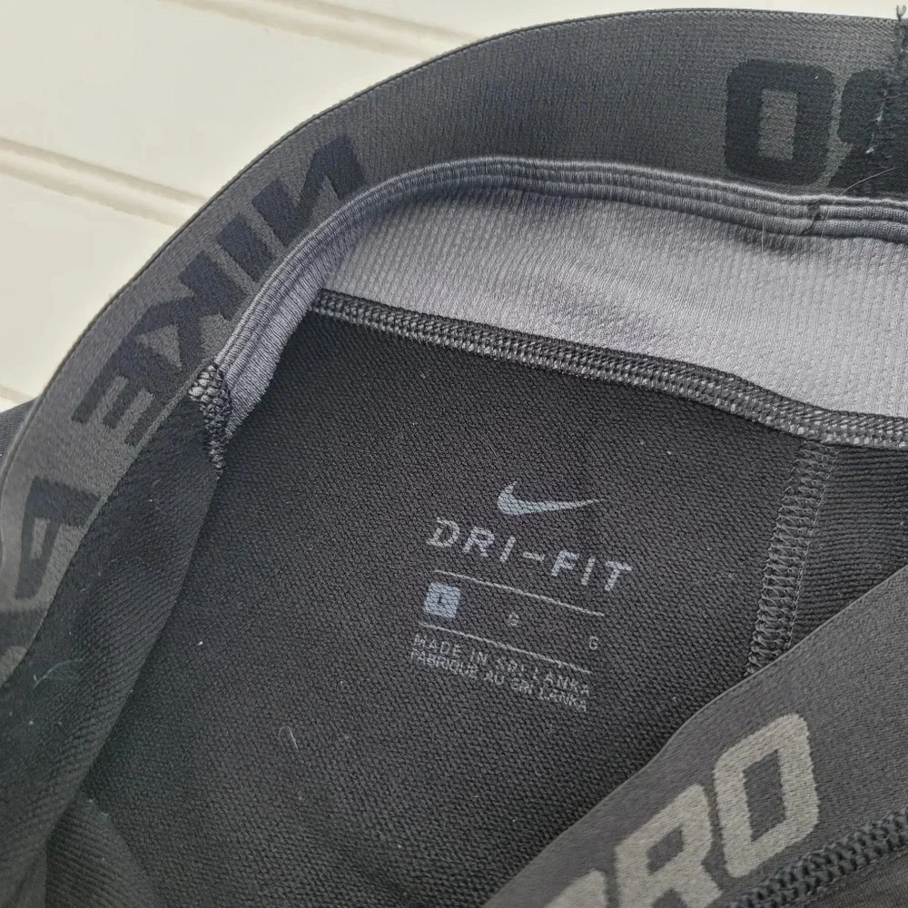 Nike Pants Boys Black Gray Pro Dri-Fit Tights Compression Youth Sz L L